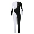 thumbnail image 1 of Yeahdor Girls Gymnastics Leotard Dance Unitard Long Sleeve Backless Athletic Jumpsuit Dance Costume Black&White 6, 1 of 7