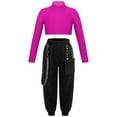 thumbnail image 1 of Yeahdor Girls Long Sleeve Crop Top with Chain Pocket Sweatpants Dance Outfit Hip Hop Street Dance Costume, 1 of 7