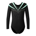thumbnail image 1 of Yeahdor Girls Long Sleeve Dance Leotard Gymnastic Workout Training Outfit,Sizes 6-16 Light Green 14, 1 of 5