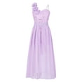thumbnail image 1 of Yeahdor Girls One Shoulder Shiny Beaded Applique Party Dress Juniors Sequins Overlay Romper Dress for Birthday Proms Weddings A Lavender 10, 1 of 6