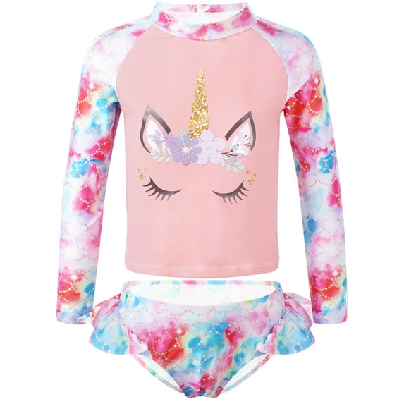 Yeahdor Girls Youth 2Pcs Swimsuit Swimwear Cartoon Horse Print Bathing Suit Beachwear,Sizes 4-16 Abstract Fish Scales 12