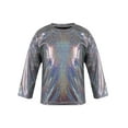 thumbnail image 1 of Yeahdor Kids Boys Girls Metallic Dance Crop Top Sequins Shiny Shirt Jazz Hip Hop Performance Costume, 1 of 7