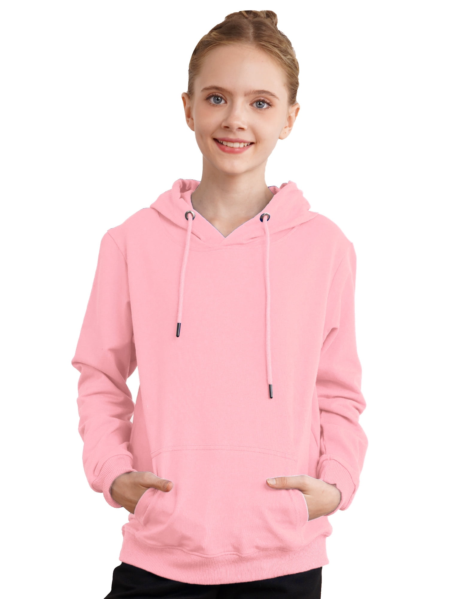 Yeahdor Kids Boys Hoodie Sweatshirt Long Sleeve Drawstring Hooded Pullover  Tops Athletic Shirt Pink 7-8