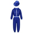 thumbnail image 1 of Yeahdor Kids Boys Jazz Hip Hop Dance Costume Outfit Sequins Hooded Jacket with Cargo Pants Latin Dancewear Blue 4-5, 1 of 7