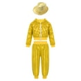 thumbnail image 1 of Yeahdor Kids Boys Jazz Hip Hop Dance Costume Outfit Sequins Hooded Jacket with Cargo Pants Latin Dancewear Yellow 11-12, 1 of 7