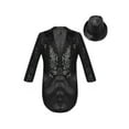 thumbnail image 1 of Yeahdor Kids Boys Sequin Tailcoat Lapel Neck Swallowtail Coat Jacket with Hat Jazz Dance Suit Black 12, 1 of 6