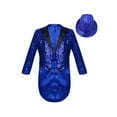 thumbnail image 1 of Yeahdor Kids Boys Sequin Tailcoat Lapel Neck Swallowtail Coat Jacket with Hat Jazz Dance Suit Blue 8, 1 of 6