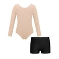 thumbnail image 1 of Yeahdor Kids Girls Athletic Activewear Solid Color Long Sleeve Leotard with Shorts Set 2Pcs Sports Suit Dancewear Apricot&Black 12, 1 of 5