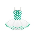 thumbnail image 1 of Yeahdor Kids Girls Christmas Costume Jumpsuit Candy Cane Striped Leotard Fuzzy Tutu Dance Dress Green-A 16, 1 of 7
