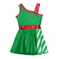 thumbnail image 1 of Yeahdor Kids Girls Christmas Elf Costume Shiny Sequins Ballet Dance Ice Skating Leotard Dress Green 12, 1 of 5