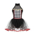 thumbnail image 1 of Yeahdor Kids Girls Clown Costume Halter Jester Dress Cosplay Party Fancy Dress Up Dance Leotard Outfit Black 14, 1 of 7