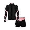 thumbnail image 1 of Yeahdor Kids Girls Contrast Color Sports Outfit Long Sleeve Stand Collar Zippered Sweatshirt with Shorts Sportswear Pink 14, 1 of 5