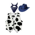 thumbnail image 1 of Yeahdor Kids Girls Cowboy Costume Cow Print Vest with Bandanna and Hat Set Cowgirl Cosplay Party Outfit Navy Blue 5, 1 of 3