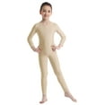 thumbnail image 1 of Yeahdor Kids Girls Full Body Gymnastic Unitard Long Sleeve Leotard Solid Color Dance Jumpsuit Nude 7-8, 1 of 7