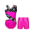 thumbnail image 1 of Yeahdor Kids Girls Gymnastics Dance Outfit Asymmetrical Shoulder Cutout Waistline Tank Leotard Biketard with Metallic High Waisted Shorts Starry Black 14, 1 of 7