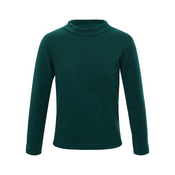 Yeahdor Kids Girls Long Sleeve Basic Layer T-Shirt Solid Color Stretchy Undershirt Thermal Tops Green 5-6