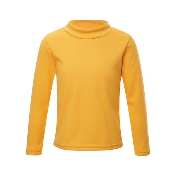 Yeahdor Kids Girls Long Sleeve Basic Layer T-Shirt Solid Color Stretchy Undershirt Thermal Tops Loungewear Yellow 11-12