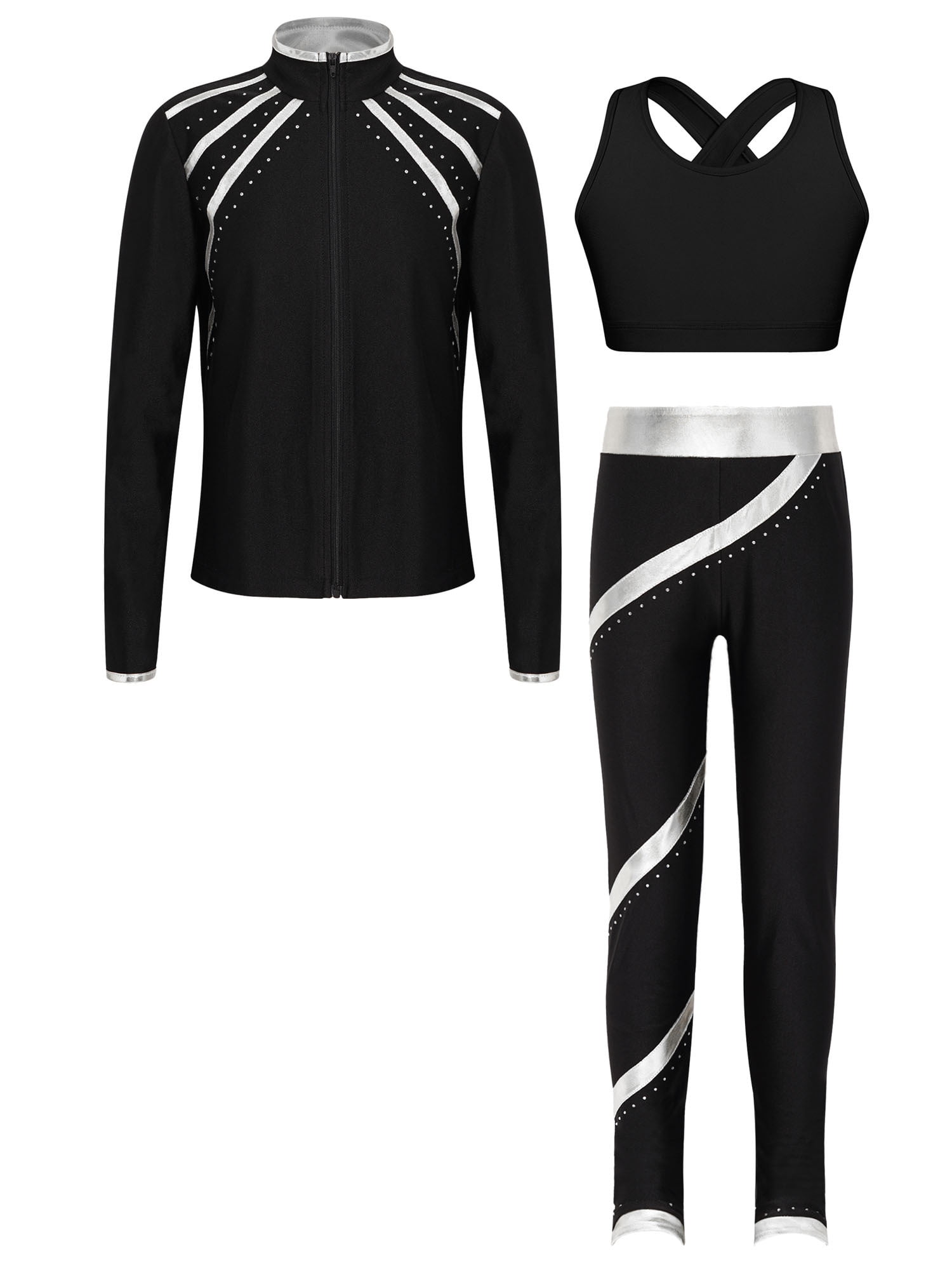 YIZYIF Girls 2Pcs Dance Suit Youth Short Sleeve Crop Top YIZYIF Girls 2Pcs Dance Suit Youth Short Sleeve Crop Top