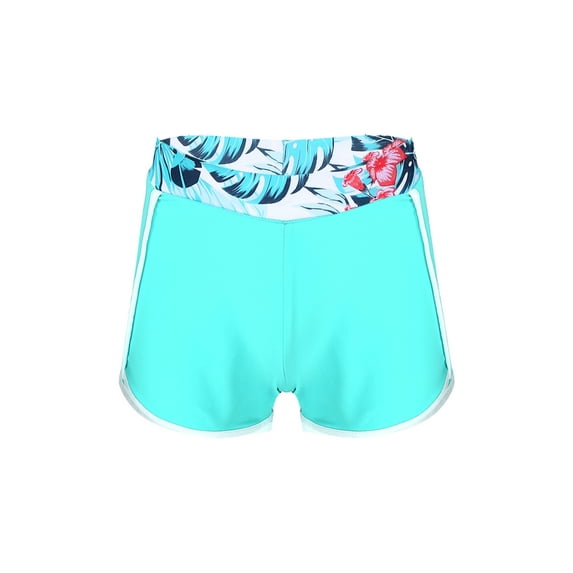 Yeahdor Kids Girls Swim Surfing Board Shorts Wide Waistband Athletic Yoga Biker Shorts Leaf 12