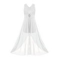 thumbnail image 1 of Yeahdor Kids Girls V Neck Chiffon Romper Dress Special Occasion Maxi Dress Birthday Party Bridesmaid Gown, 1 of 6