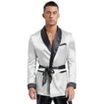 thumbnail image 1 of Yeahdor Mens Satiny Smoking Jacket Robe Lightweight Host Wear Blazer Coat Nightwear White L, 1 of 7