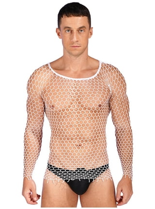Pinkdeer Men Sleeveless Mesh Sheer Tank Vest Tops Outwear Fishnet Muscle  Gym Clothing Loose Fitted Clubwear Man Fish Net Tank Tops Shirt Transparent  