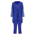 thumbnail image 1 of Yeahdor Mother of The Bride Dress Pant Suits Women Chiffon 3 Pieces Cocktail Party Dress Evening Gown Blue 4XL, 1 of 7