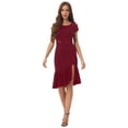 thumbnail image 1 of Yeahdor Womens Ballroom Latin Jazz Waltz Dance Dress Side Slit Floral Lace Patchwork Dresses Dancewear Burgundy L, 1 of 6