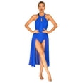 thumbnail image 1 of Yeahdor Womens Halter Sheer Mesh Patchwork Dress for Modern Contemporary Lyrical Dance Performance Royal_Blue XXL, 1 of 7