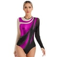 thumbnail image 1 of Yeahdor Womens Long Sleeve Gymnastics Leotard Shiny Metallic Rhinestones Dance Bodysuit Workout Clothes Hot Pink XXL, 1 of 7