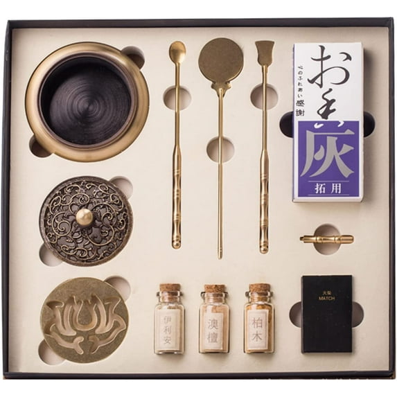 Yeahii Pure Copper Incense Burner Kit Tool Incense Road Starter 1 Set Tools Supplies for Sandalwood Powder Incense Seal Tools