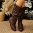 thumbnail image 1 of Yeahitch Slouch Womens Winter Boots Mid Calf Fall Winter Fashion Boots for Women Vintage Classic Casual Womens Shoes Tall Boots, 1 of 9