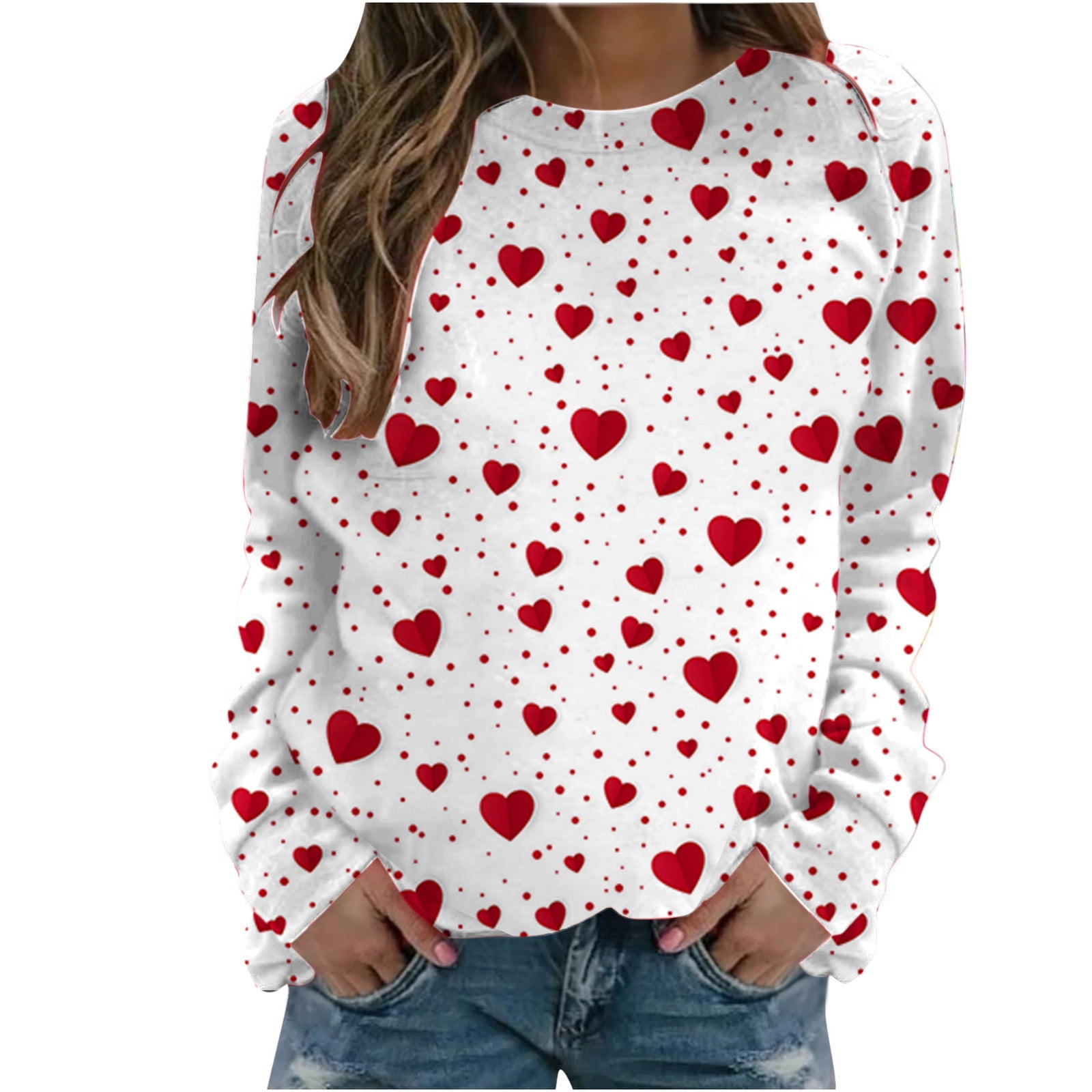 Yeahitch Valentine's Day Sweatshirts for Women Love Print Shirts Long ...
