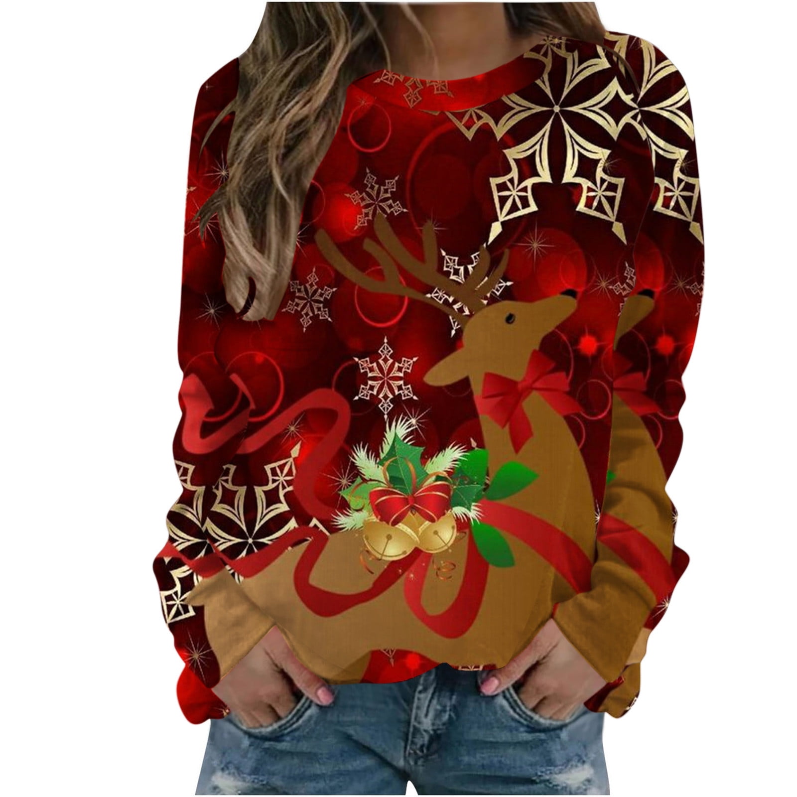 Yeahitch Women's Christmas Sweater Funny Christmas Tree Ugly Pullover ...