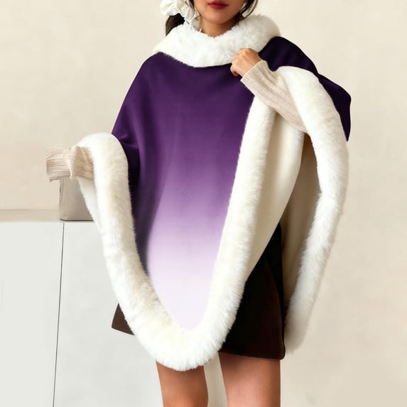 Yeahitch Womens Shawls Gradient Comfy Cozy Plush Fleece Fall Winter Warm Womens Tops Wrap Blanket Cozy Fluffy Fleece Shawl Cape