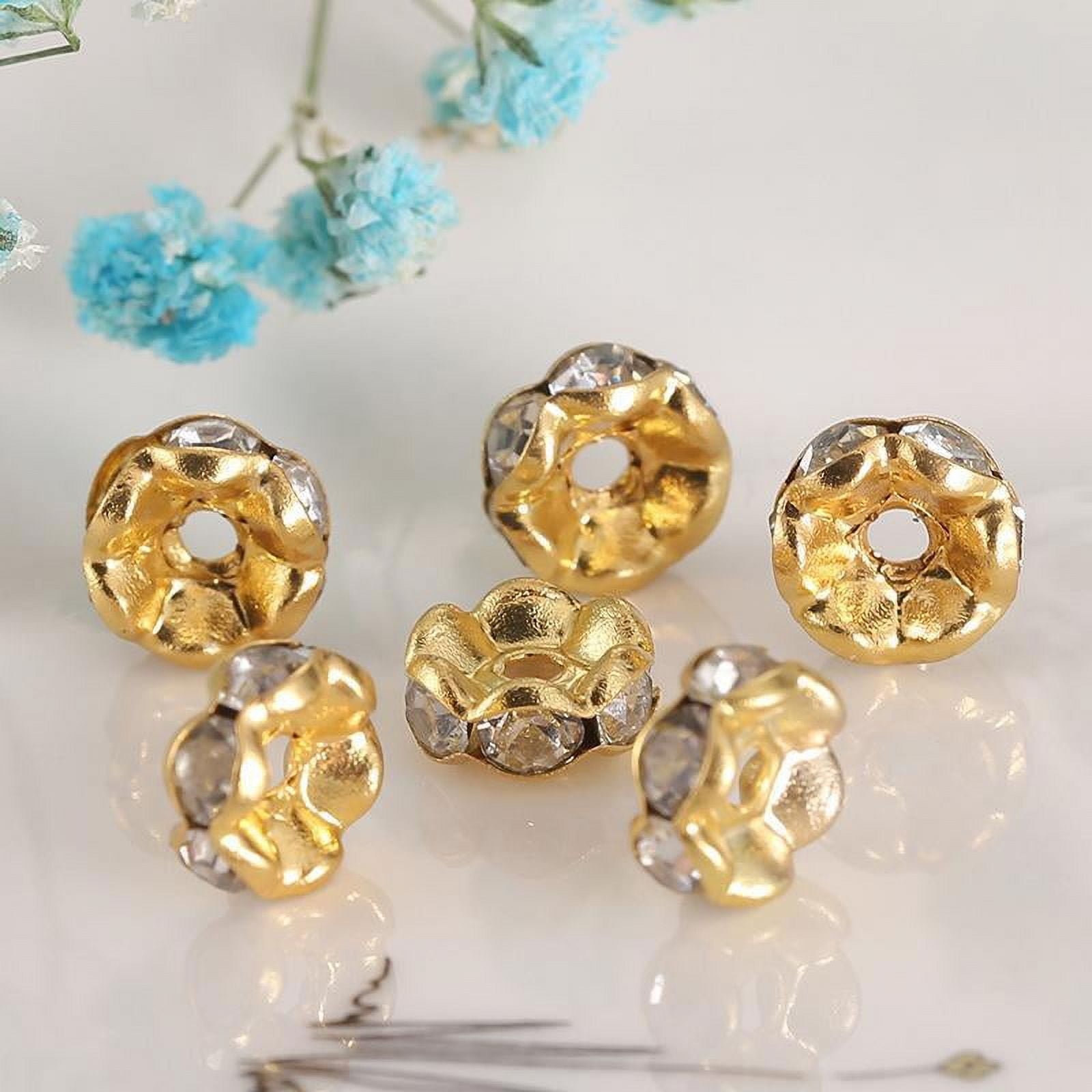 Yeahmol 10mm Spacer Beads for Jewelry Making 100 Pieces Rhinestone Spacer Beads Crystal Bead Spacers for Bracelets Focal Beads for Pens NO.5 Wave Gold Y08B3S1S Walmart