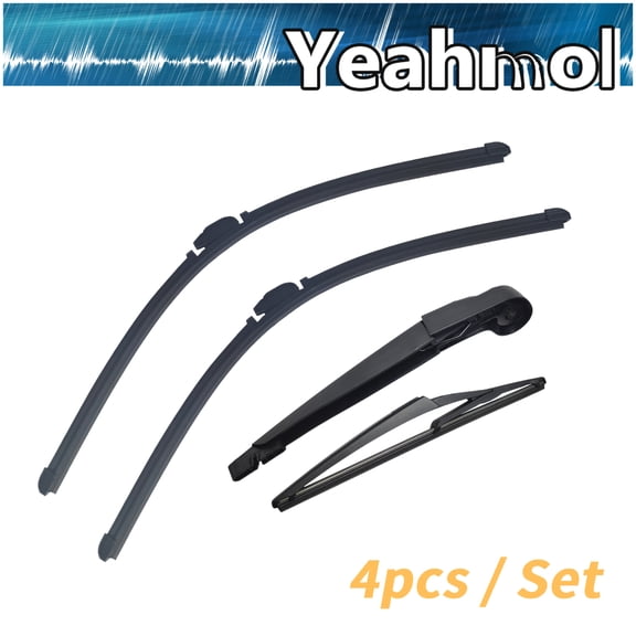 Yeahmol 14"+14"+12"+12.4" Windshield Wiper Blades, Front Rear Wiper Blades And Rear Wiper Arm Fit For Jeep Wrangler JK 2018, (Set of 4), Y29Y1H3B