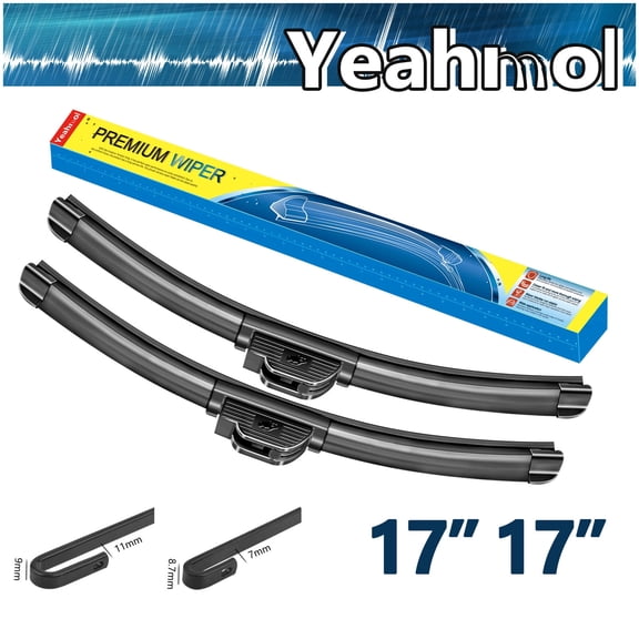 Yeahmol 17"&17" Fit For Toyota Pickup 1990 Windshield Wiper Blades, Premium Replacement For Car Front Window Wiper Blades (Set of 2, 17+17 Inch), WP3387