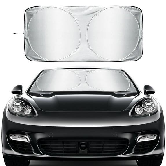 Yeahmol Car Windshield Sun Shade, Foldable Car Sun for Windshield Sun Protection Front Sunscreen Visor Block UV Fits Most Vehicle Models, 64"x33.8"