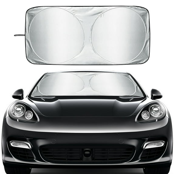 Yeahmol Car Windshield Sun Shade with Storage Pouch 64" x 34", Blocks UV Rays Sun Visor Protector to Keep Your Vehicle Cool and Damage Free