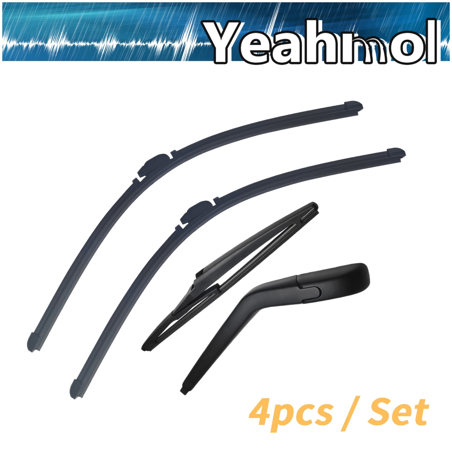 Yeahmol Fit For Dodge Journey 2020-2009, 24"+19"+12"+13" replacement for Windshield Wiper Blades and Rear Wiper with Arm Y26J214S