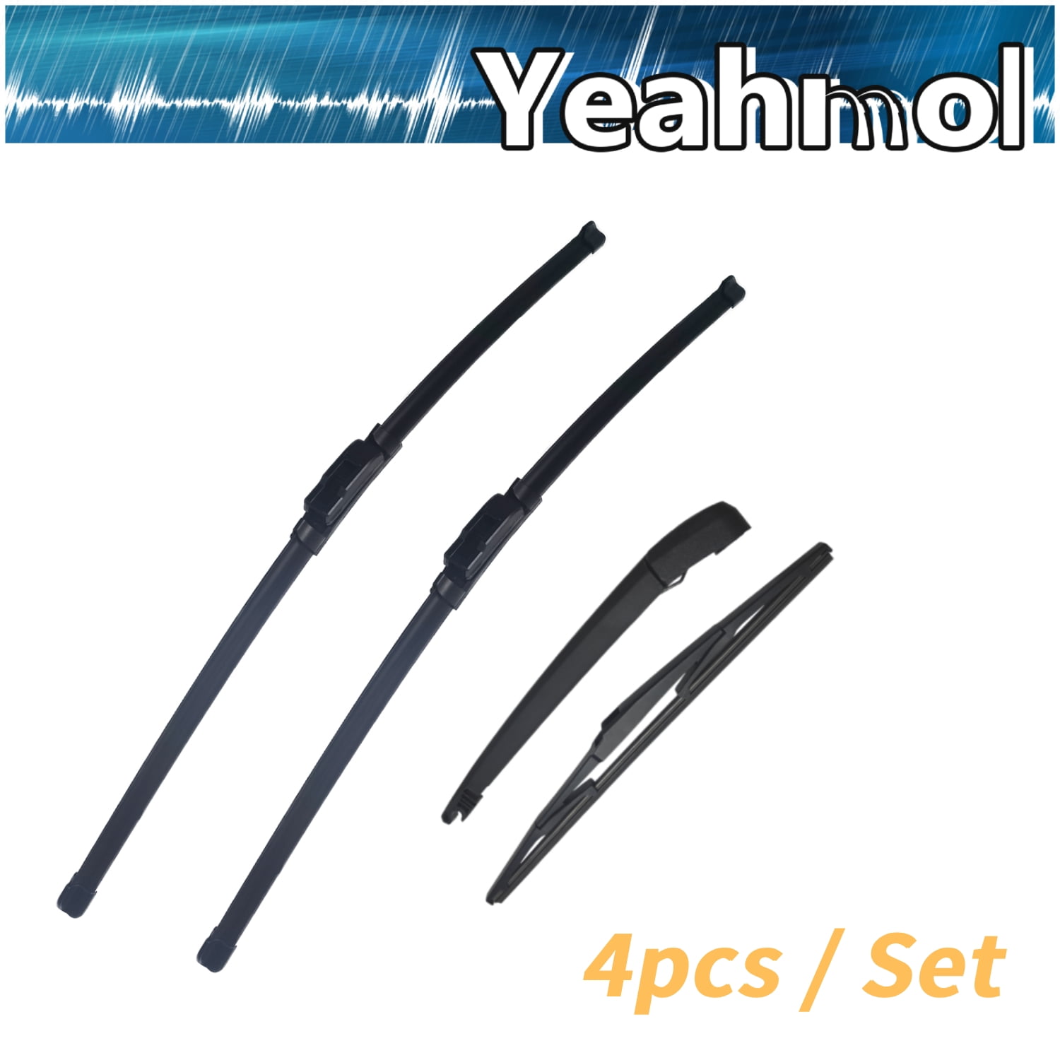 Yeahmol Fit For Toyota C-HR 2018, 26"+16"+14"+12" replacement for Windshield Wiper Blades and Rear Wiper with Arm Y24J4V6S