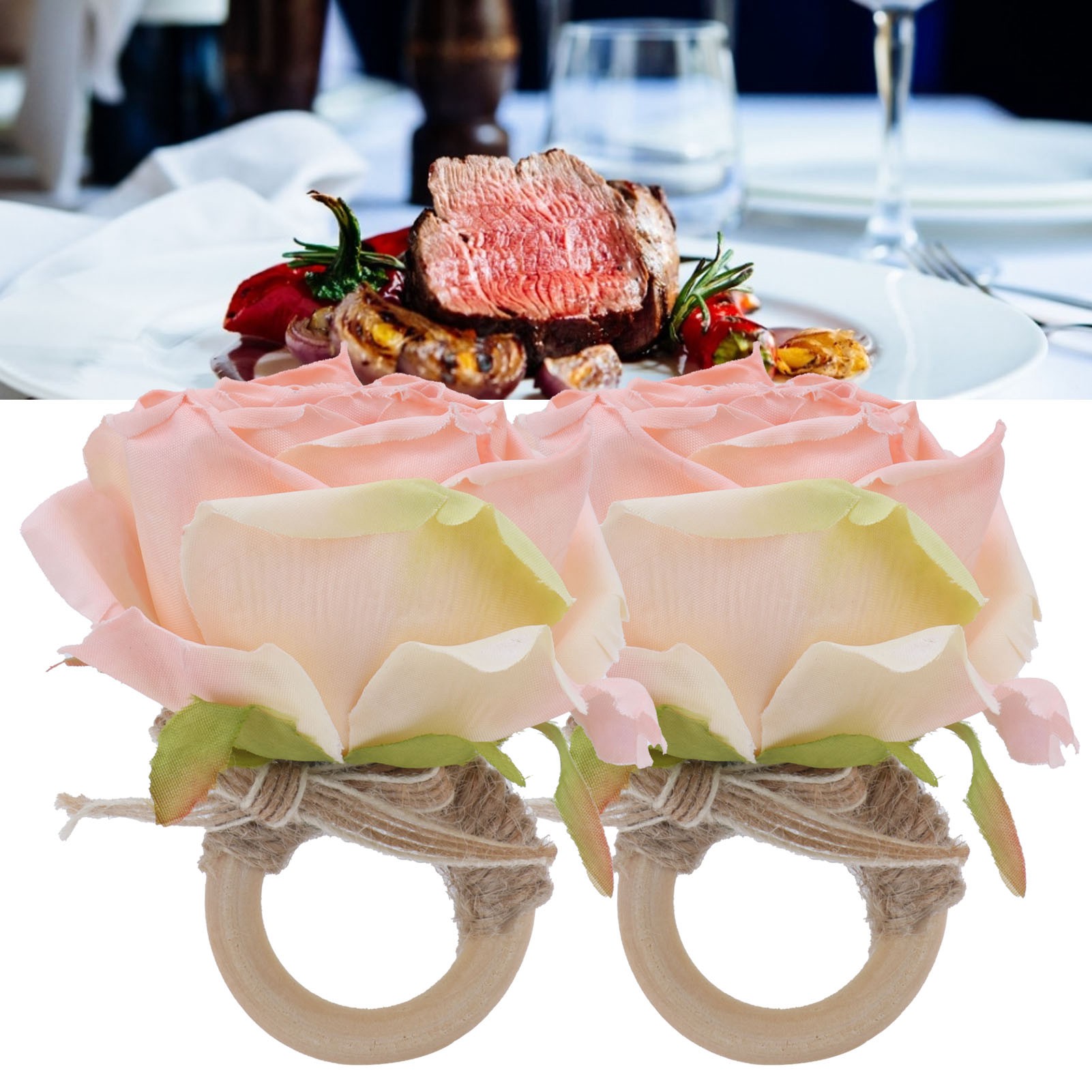 Yeahmol Napkin Rings Set of 2, Pink Napkin Rings, Easter Napkin Rings