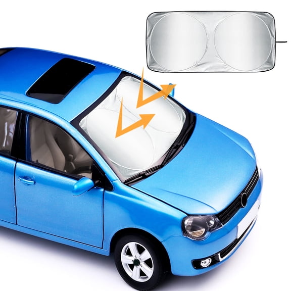 Yeahmol Sun Shade Car Windshield, Foldable 210T Reflective Polyester Blocks Heat and Sun, Sun Shade Car Window UV Protector Shields & Keeps Vehicle Cooler, 59" x 31"