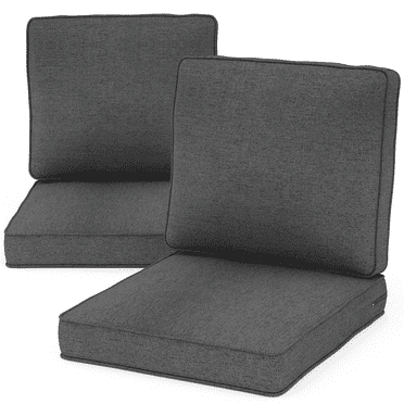 Yeahumalia 2 Packs Outdoor Patio Chair Deep Seat Cushions 23'' x 24'' with Removable Cover, Water and Fade Resistant, Dark Grey