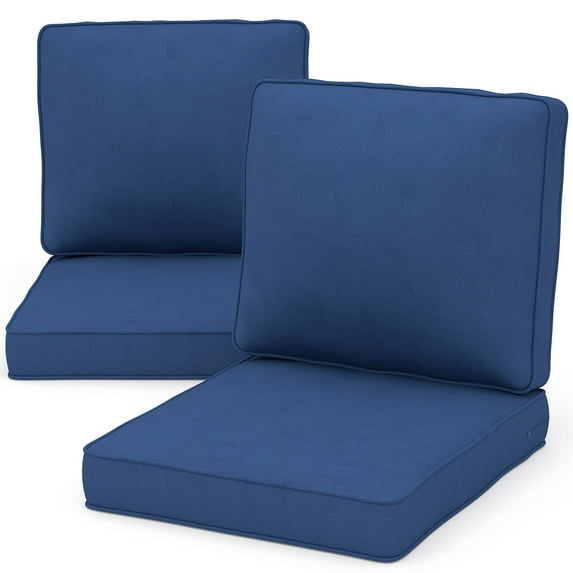 Yeahumalia 2 Packs Outdoor Patio Chair Deep Seat Cushions 23'' x 24'' with Removable Cover, Water and Fade Resistant, Navy