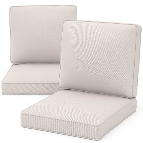 Yeahumalia 2 Packs Outdoor Patio Deep Seat Cushions 23'' x 24'', Water and Fade Resistant, Beige