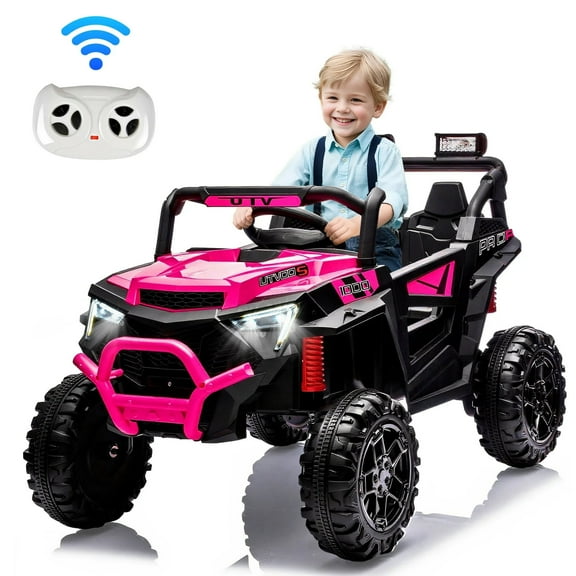 Yeahumalia 24V Battery Powered Ride-On Car with Remote Control, Electric UTV Toy for Kids Ages 3-8, Pink