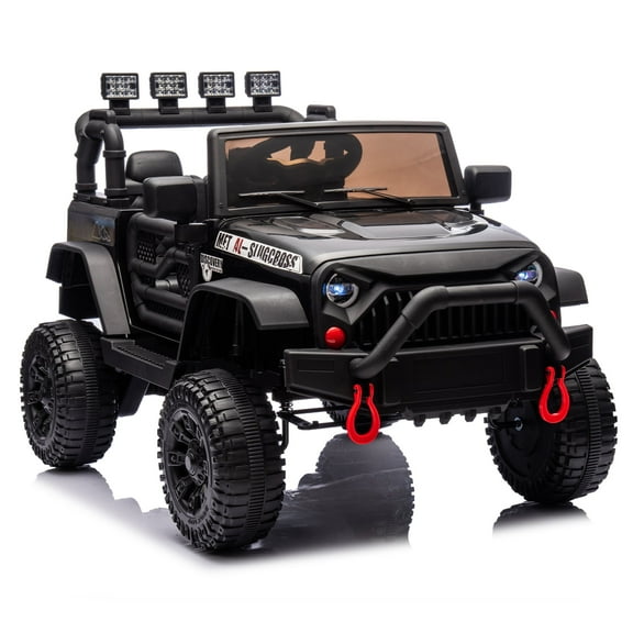 Yeahumalia 24V Ride On Car with Parents Remote Control, Electric Jeep Power Car Wheels Gift for Kids, Black