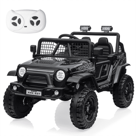Yeahumalia Electric 24V 4WD Jeep Battery Powered Ride on Car Wheels Outdoor Toys with Remote Control for Kids Ages 4-8, Black